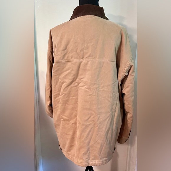 unisex camel cotton brown suede collar barn jacket quilted lining medium - Picture 2 of 7